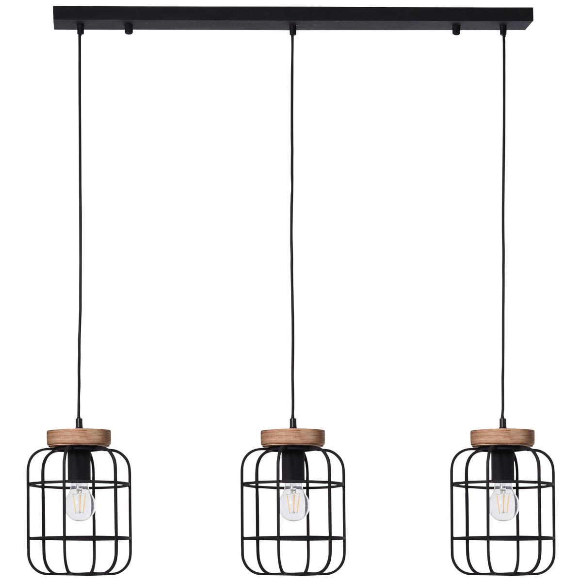 Hängeleuchte Gwen Braun/Schwarz max. 40 Watt - Schwarz/Braun, Design, Holz/Metall (100/20/142cm) - Brilliant