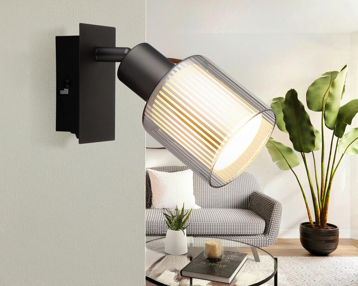 Proiector Villegas - alb/negru cromat, Basics, sticlă/metal (8/18,8cm) - Globo