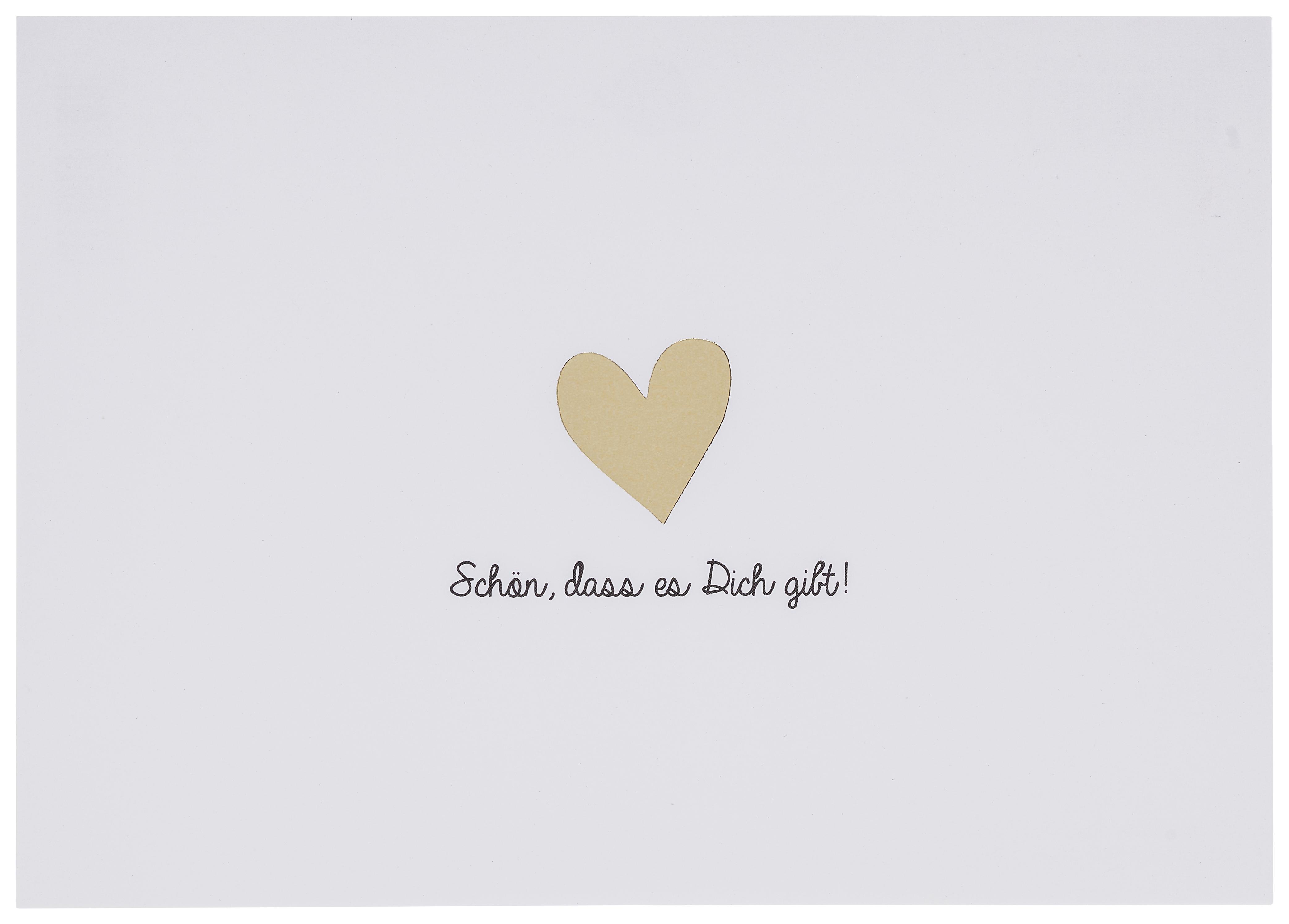 Postkarte Schön, dass es dich gibt - Goldfarben/Schwarz, Papier (14,8/10,5cm)