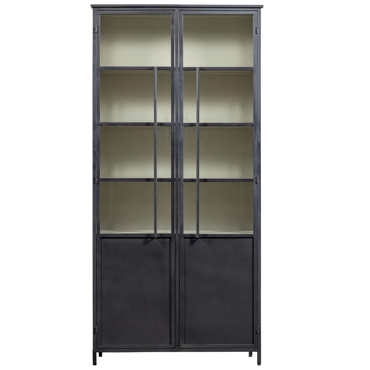Vitrine Exhibit Schwarz - Schwarz, Design, Glas/Metall (96/200/40cm) - Livetastic