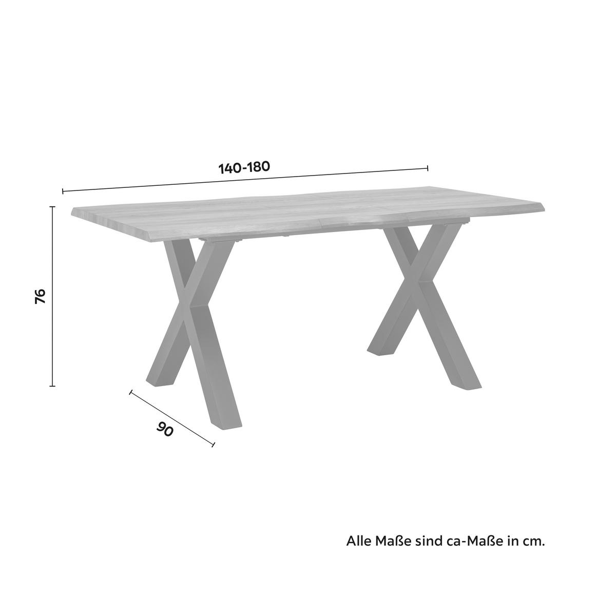 Esstisch ausziehbar Lia Walnussfarben MDF - Walnussfarben/Schwarz, MODERN, Holzwerkstoff/Metall (140-180/90/76cm) - Bessagi Home