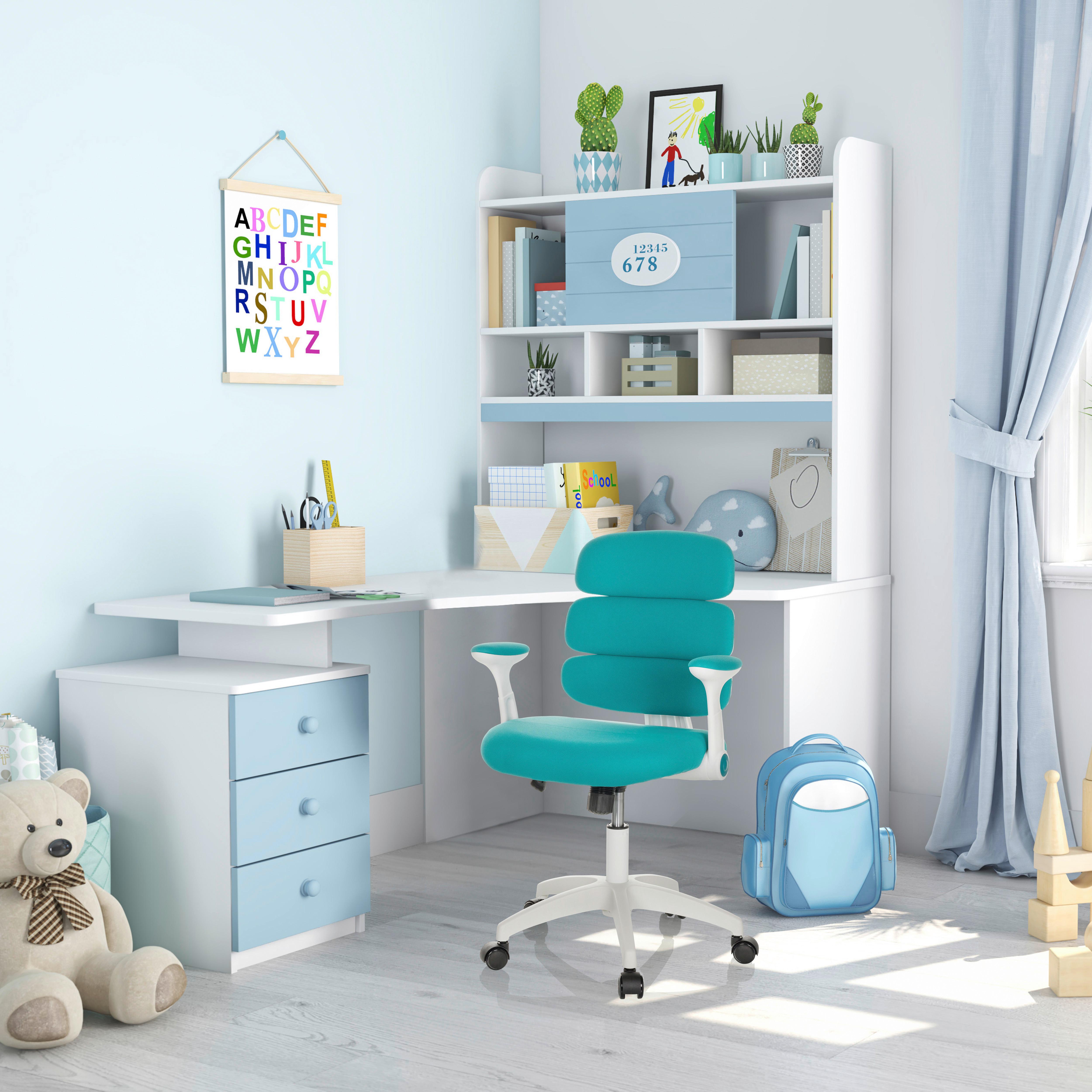 Jugenddrehstuhl Kid Ergolino W ca.62x86-97x62cm Blau - Blau/Weiß, Basics, Kunststoff/Textil (62/86-97/62cm) - MID.YOU