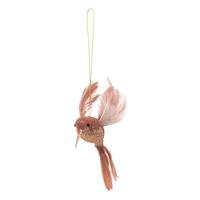 Ornament brad de Crăciun cca. 12 cm Bird - roz deschis, Modern, plastic/textil (12cm)