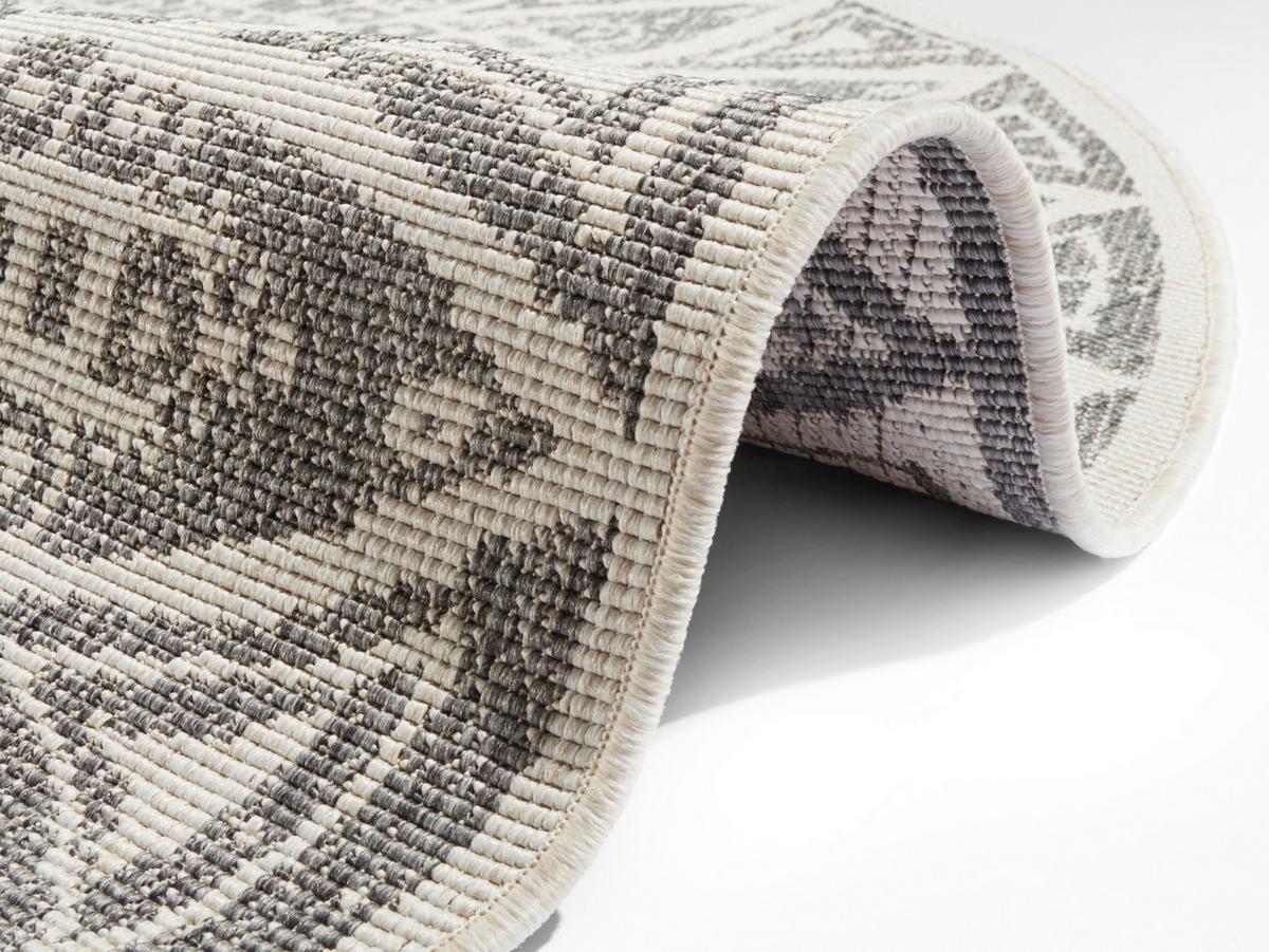 Flachwebeteppich Lilja Grau Ø ca. 200cm - Creme/Grau, Design, Kunststoff (200cm)
