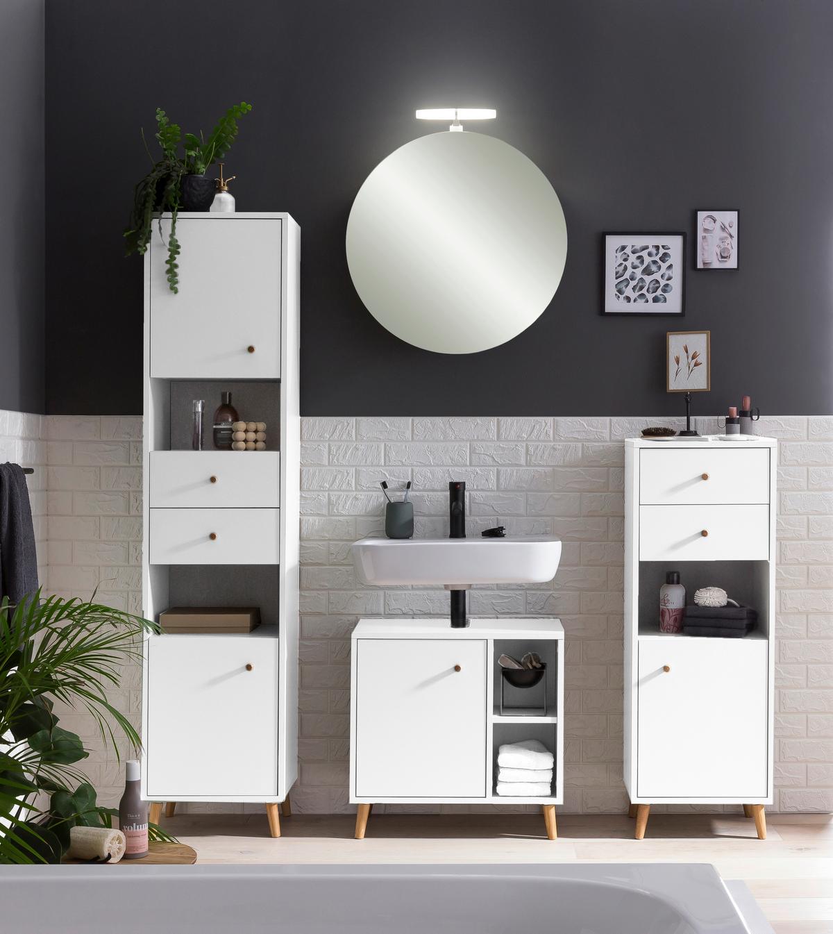 Omarica Za Pod Umivalnik Bjarne, Bela - barve hrasta/bela, Moderno, leseni material/les (60,2/59,3/33,1cm) - Stylife