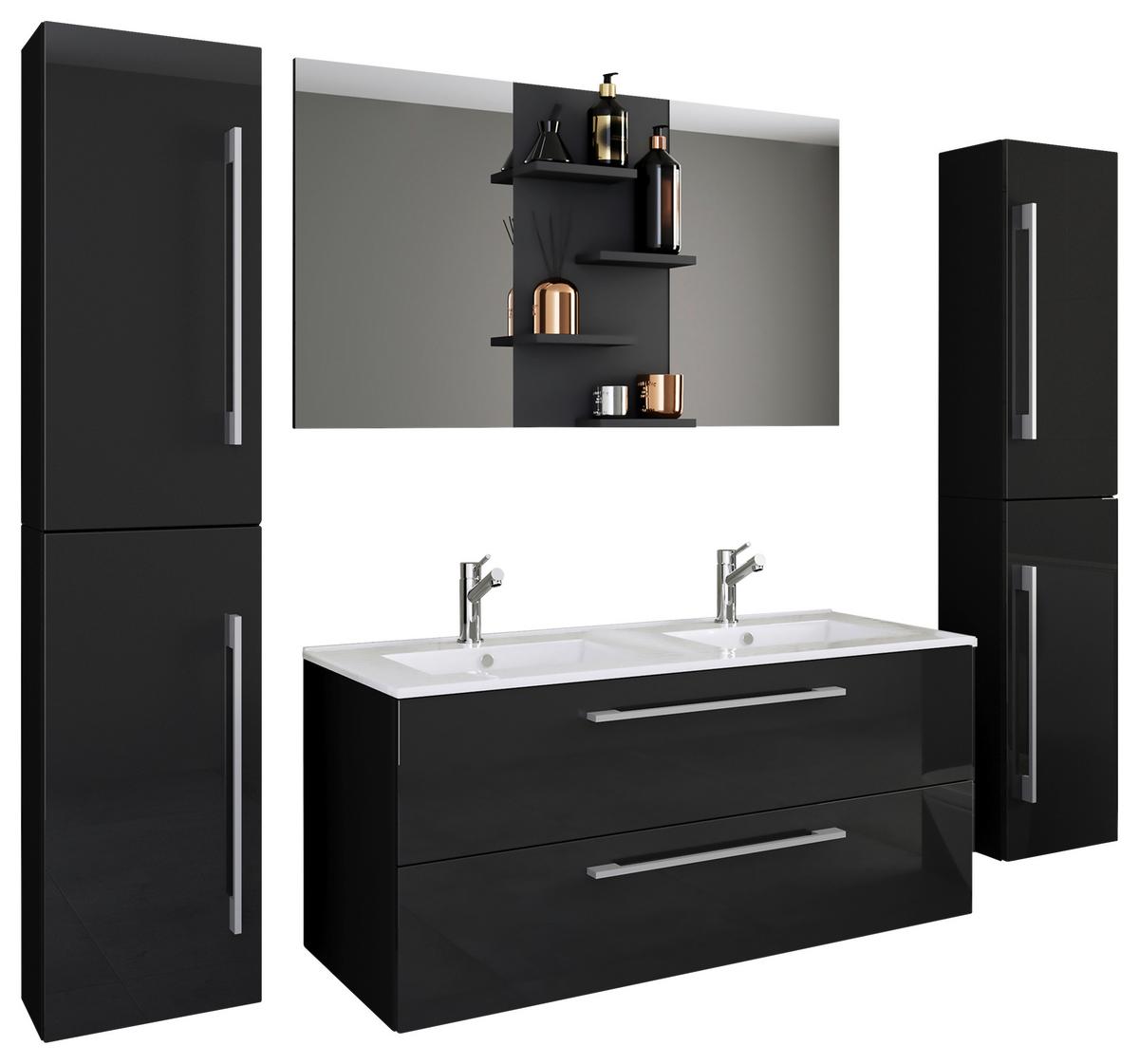 Kopalnica Budasi, Črna - črna/bela, Moderno, kovina/leseni material (178cm) - MID.YOU