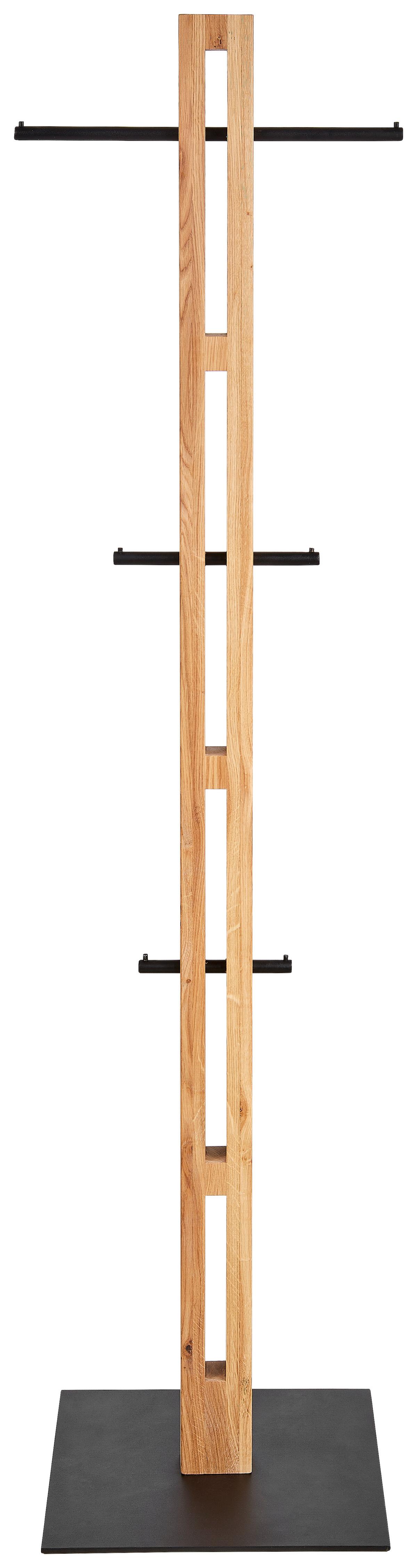 STOJAK NA UBRANIA HALBERT I - kolor dębowy/czarny, Natur, metal/drewno (45/174,9/40cm) - Linea Natura