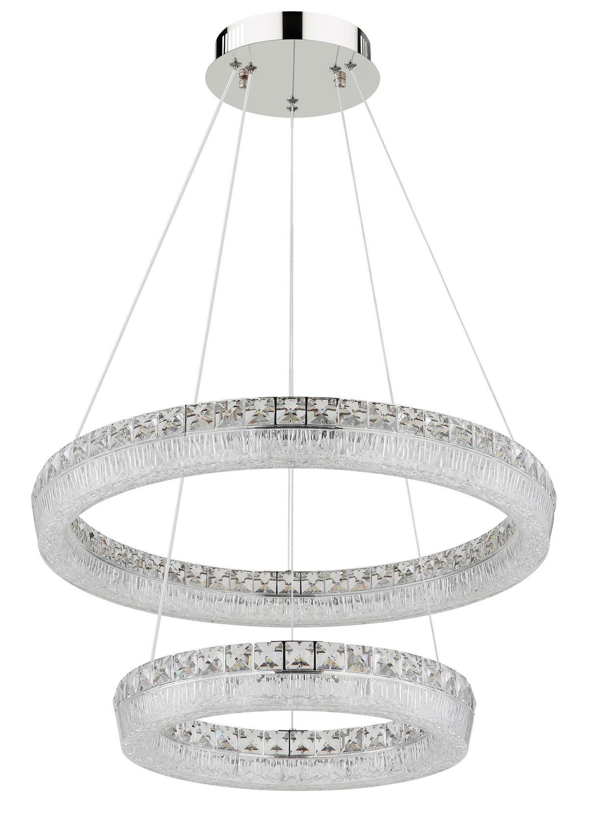 Led Viseća Svjetiljka Laurel - prozirno/boje kroma, Design, staklo/metal (60/120cm) - Globo