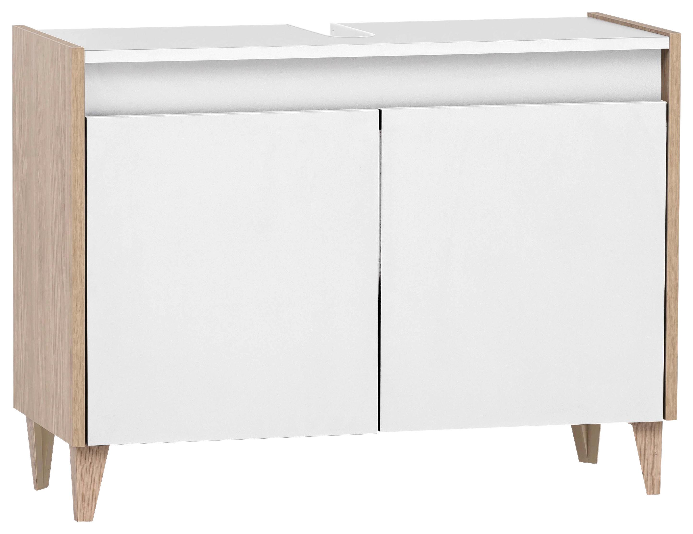 SZAFKA POD UMYWALKĘ ELBA WBU 800 - kolor dębowy/biały, Modern, materiał drewnopochodny/tworzywo sztuczne (80/60,1/33cm) - MID.YOU