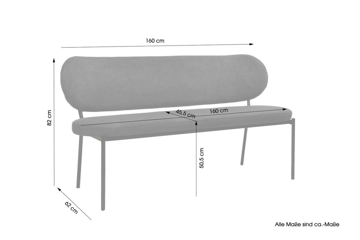 Sitzbank Jersey Schwarz/Dunkelgrau - Dunkelgrau/Schwarz, Design, Textil/Metall (160/82/62cm) - MID.YOU