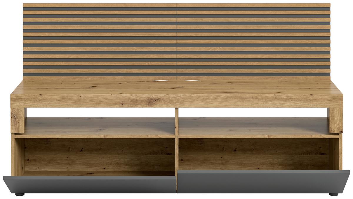 Lowboard Okai ca. 160x90 cm Eiche/Grau - Anthrazit, KONVENTIONELL, Holzwerkstoff/Kunststoff (160/90/45cm) - MID.YOU