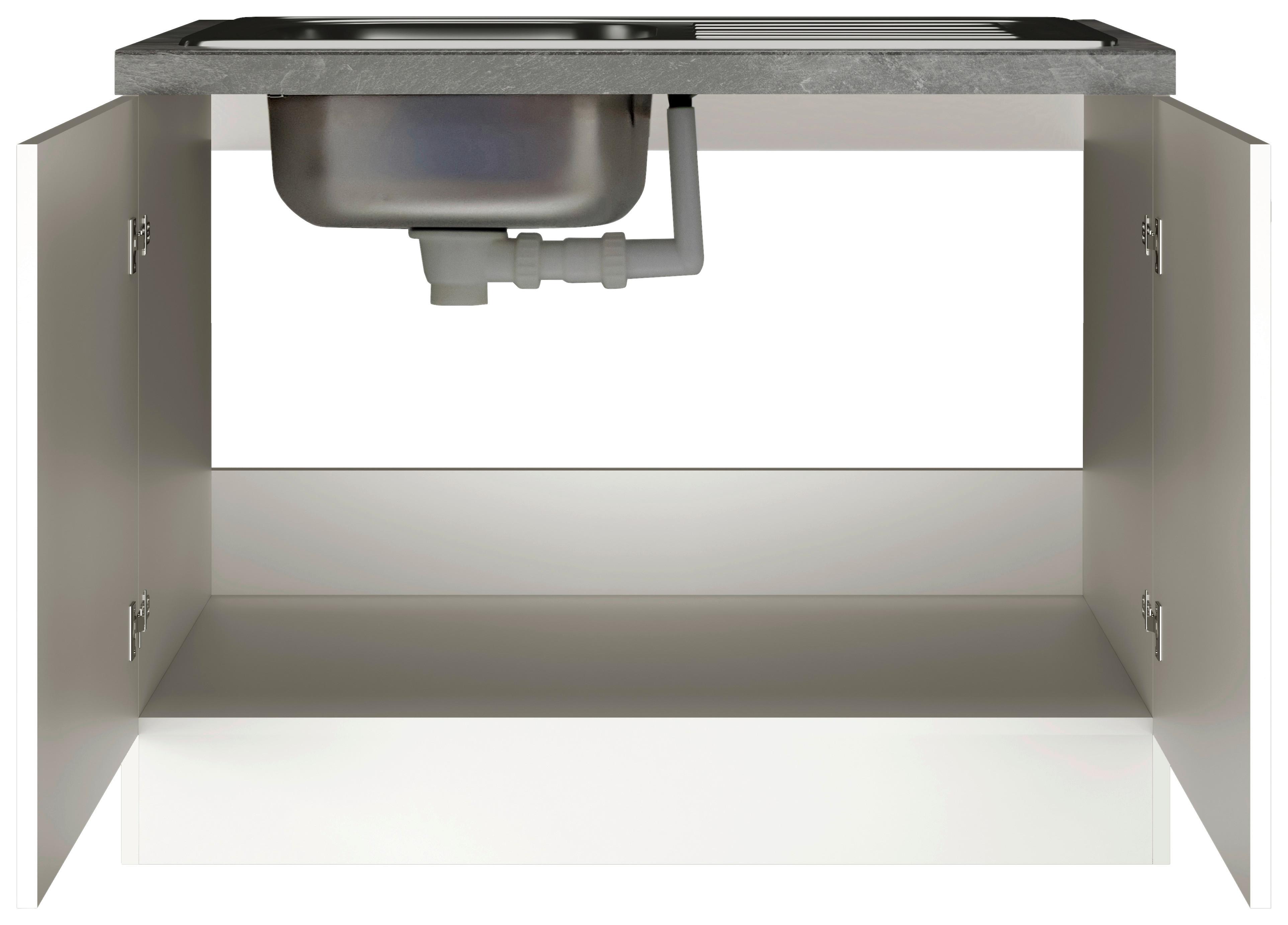 Spodnja Omarica Za Korito Alba, Bela, Š. 100 Cm - barve nerjavečega jekla/bela, Moderno, kovina/leseni material (100/86/57cm) - FlexWell