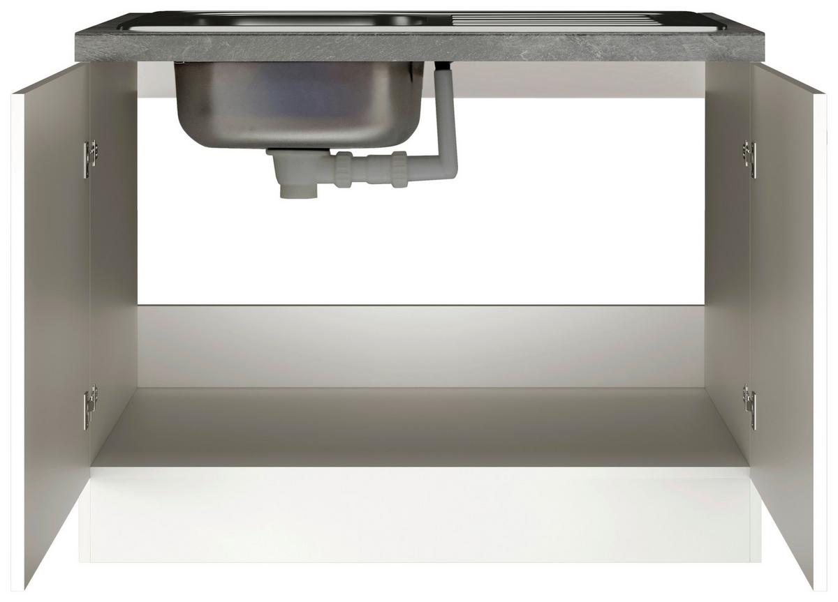 Spodnja Omarica Za Korito Alba, Bela, Š. 100 Cm - barve nerjavečega jekla/bela, Moderno, kovina/leseni material (100/86/57cm) - FlexWell