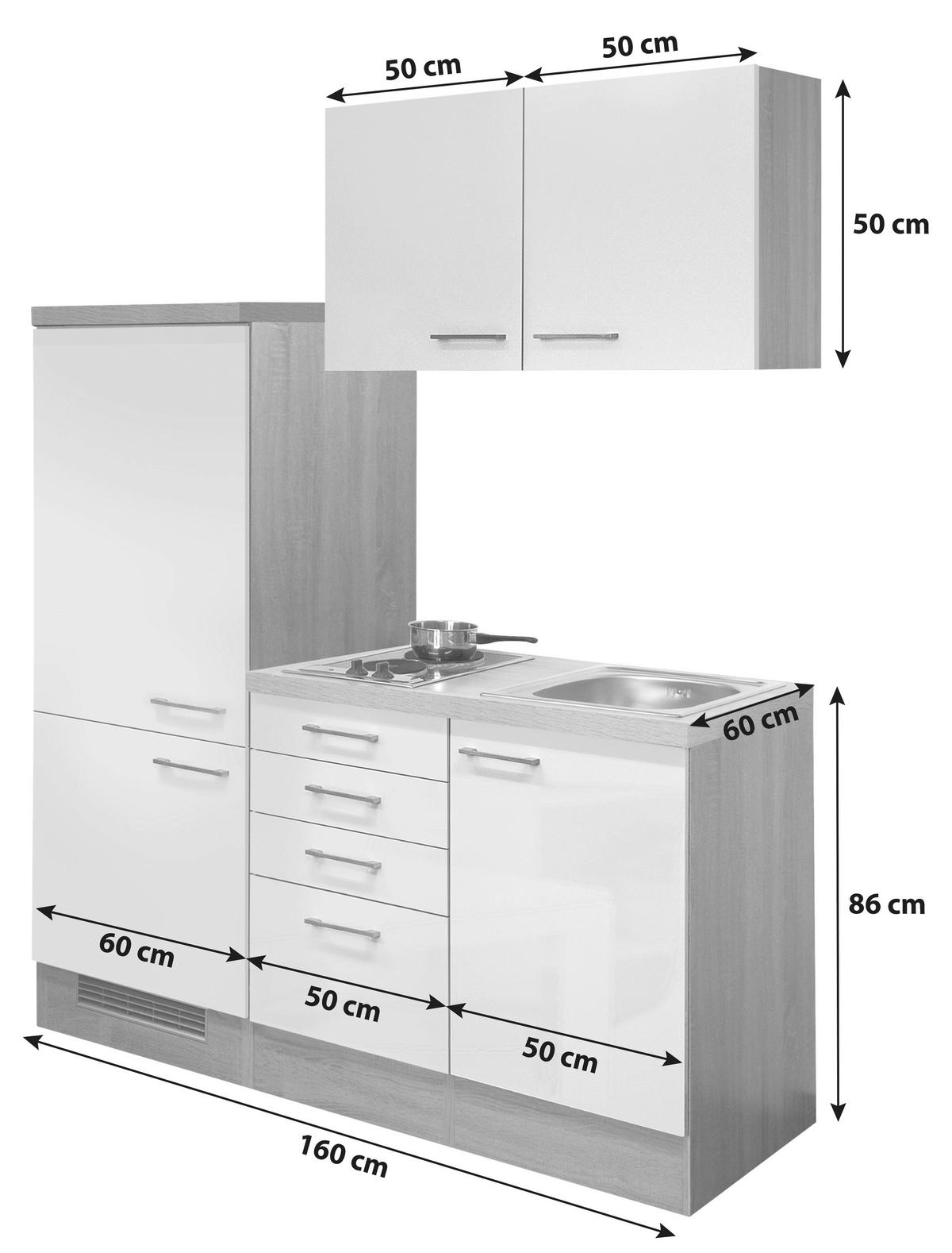 Kuhinjski Blok Z Aparati Nepal, Kašmir, Barva Hrasta - barve nerjavečega jekla/kašmir, Moderno, kovina/leseni material (160cm) - FlexWell
