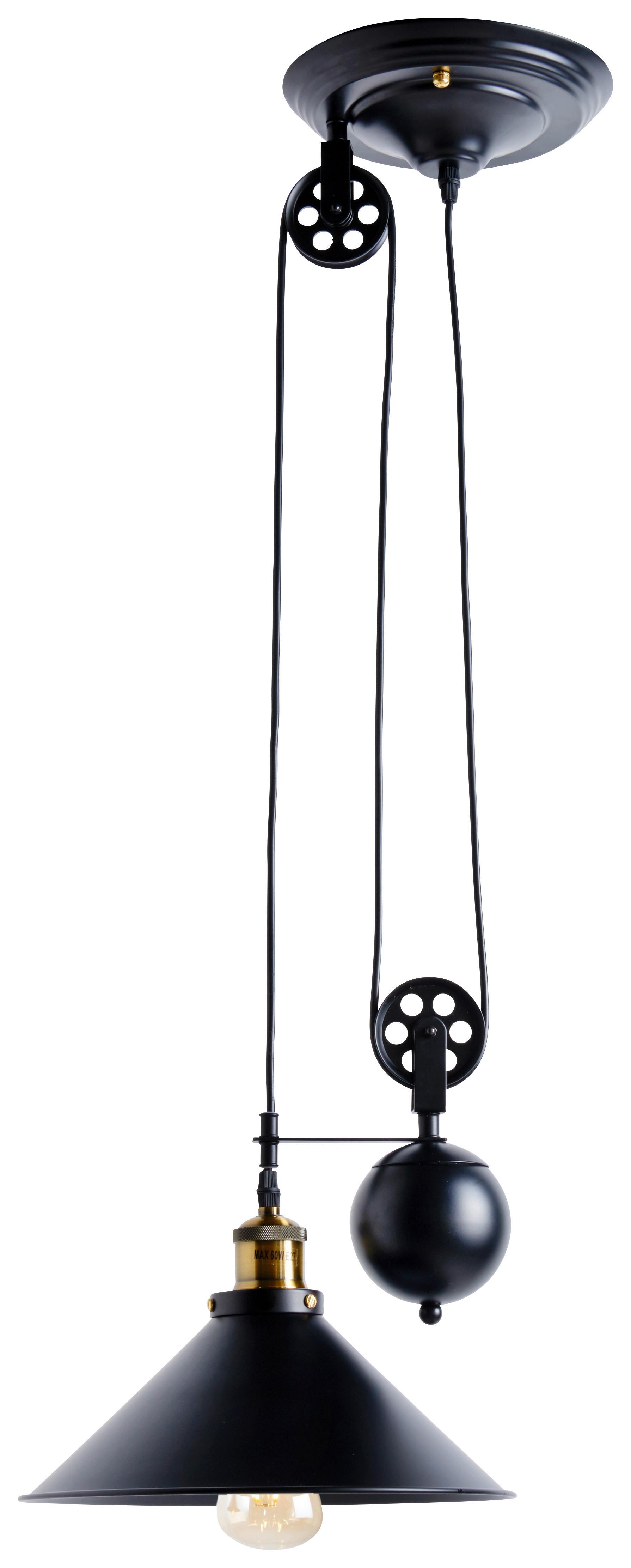 Viseča Svetilka Lenius - črna, Trendi, kovina (30/90-180cm) - Globo