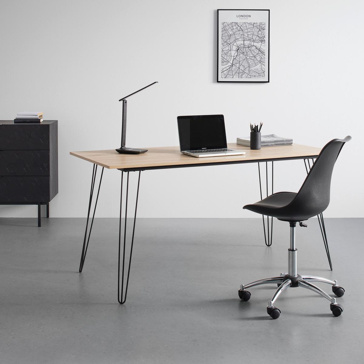 Schreibtisch Julian Eichenfarben MDF ca. 150x70 cm - Eichefarben/Schwarz, MODERN, Holzwerkstoff/Metall (150/70/75cm) - Bessagi Home