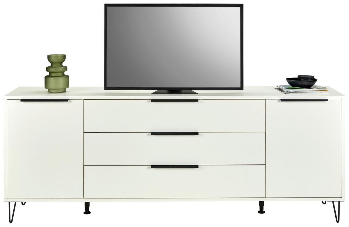 Sideboard in Weiss - Weiss/Schwarz, Modern, Holzwerkstoff/Metall (216/82/45cm) - Mömax