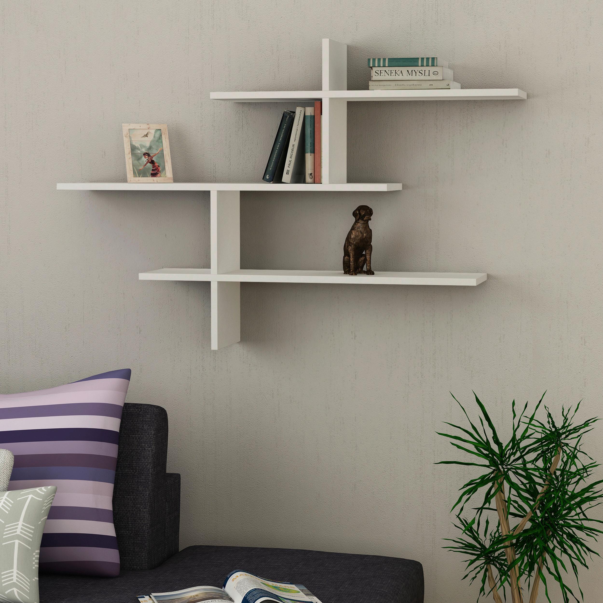Stenski Regal Leo - bela, Design, leseni material (123/81/22cm) - Livetastic