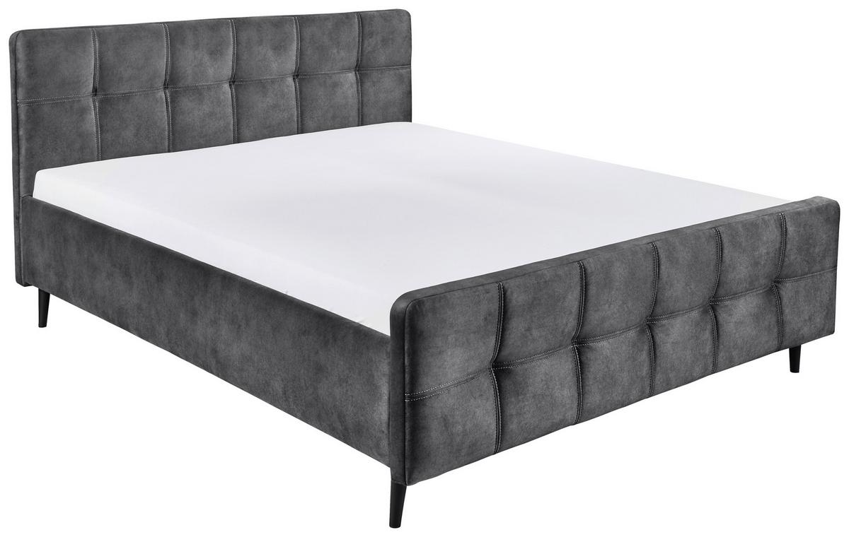 Polsterbett in Anthrazit ca. 280x200 cm 'Mario C' - Anthrazit/Schwarz, Basics, Holz/Holzwerkstoff (180/200cm) - MID.YOU