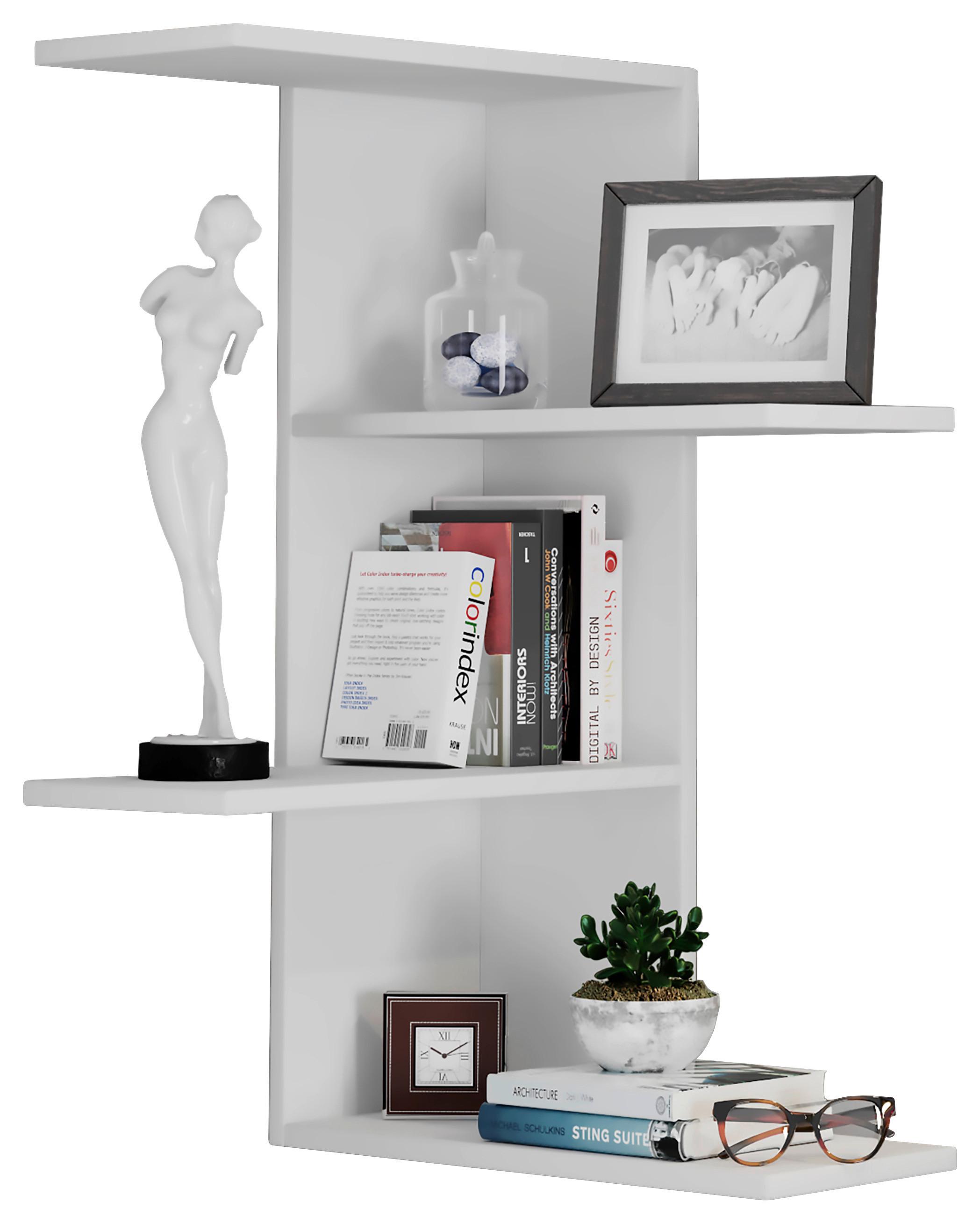 Stenski Regal Balos, Bela - bela, Moderno, leseni material (45/77/45cm) - MID.YOU