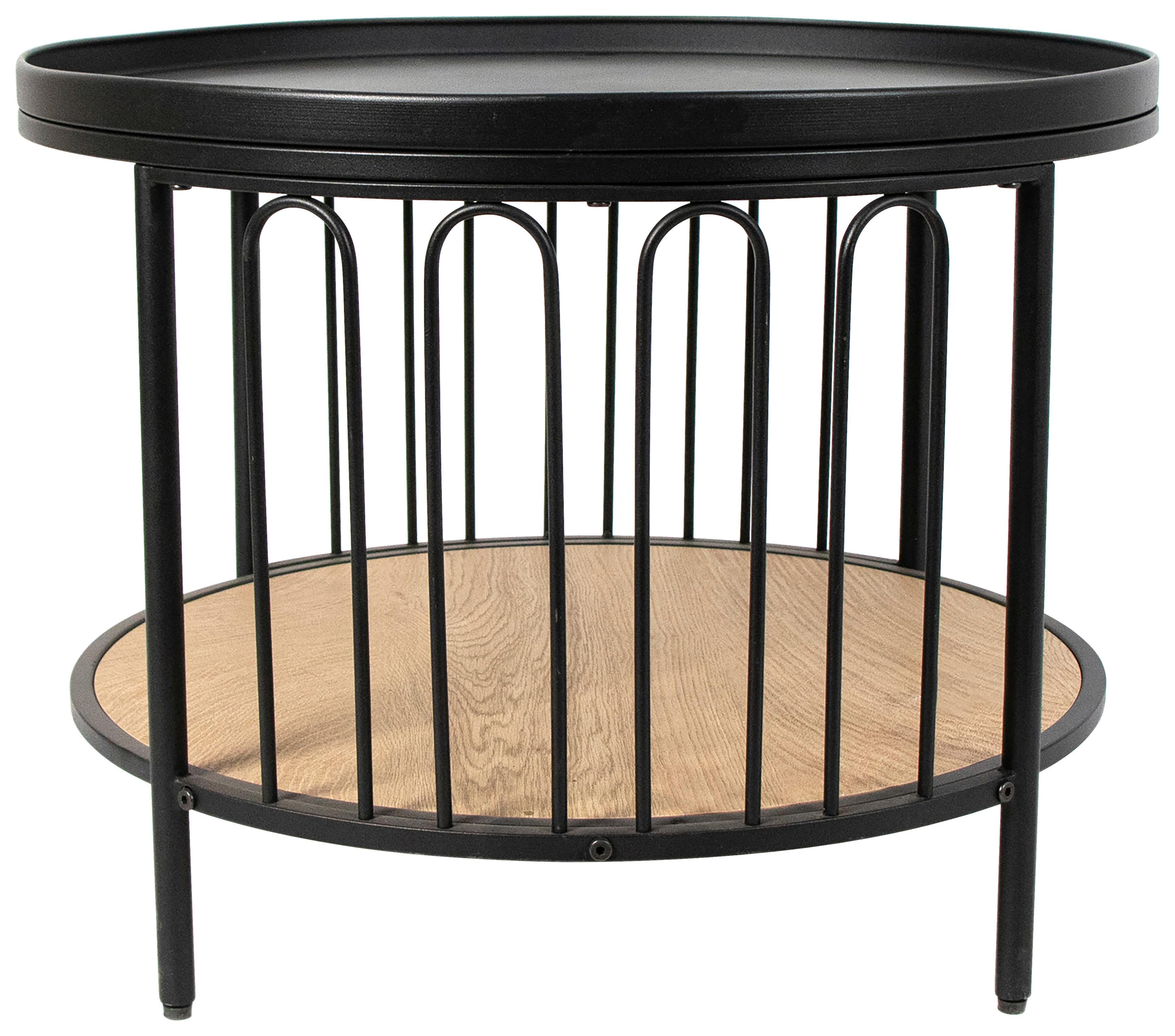 Stolić Arwen - boje hrasta/crna, Moderno, drvni materijal/metal (60/45,5/60cm) - Modern Living