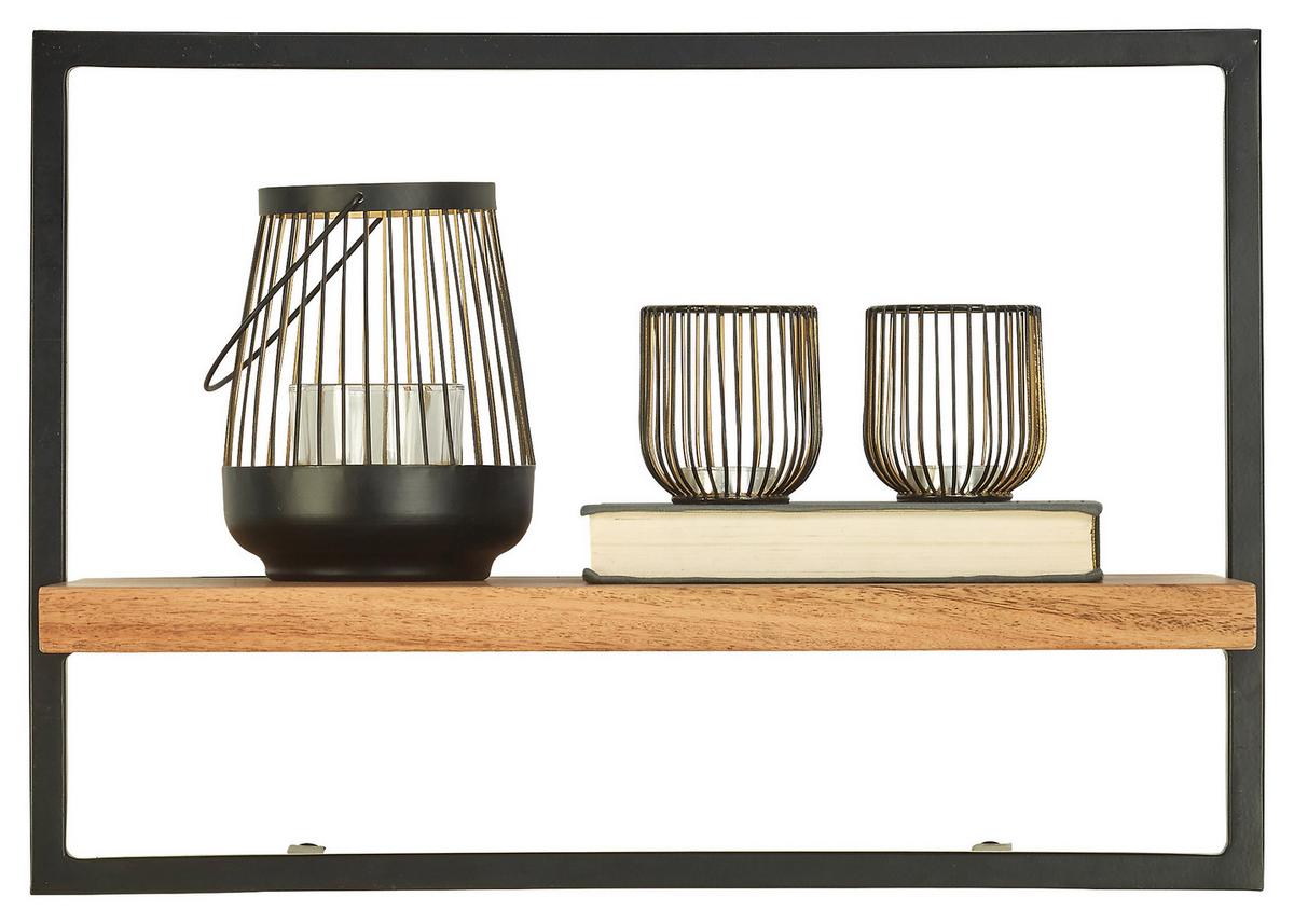 REGAŁ ŚCIENNY VALO - kolor akacjowy/czarny, Trend, metal/drewno (50/35/25cm) - Landscape