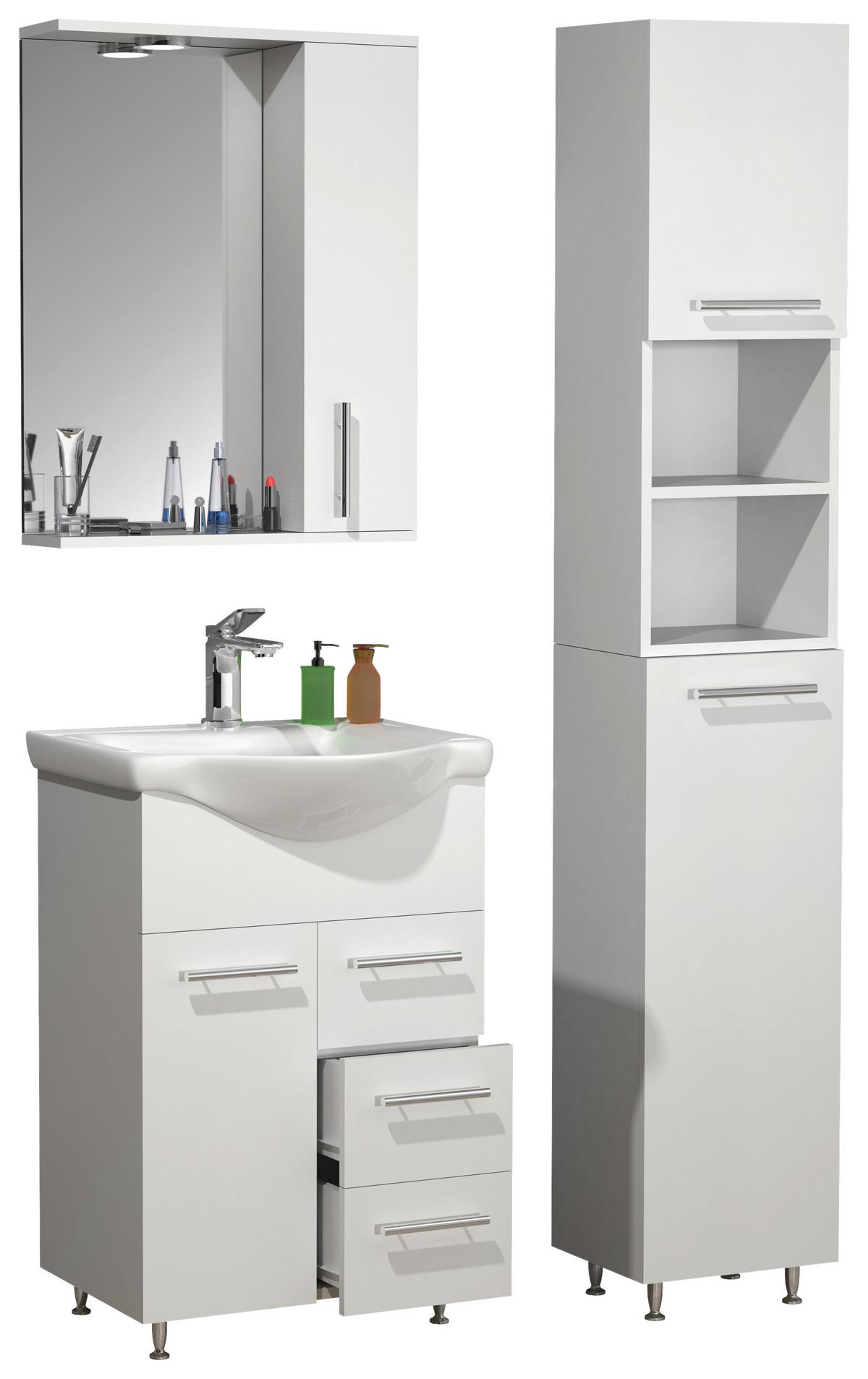 Kopalnica Lisalo L, Bela - srebrne barve/bela, Moderno, umetna masa/steklo (85cm) - MID.YOU