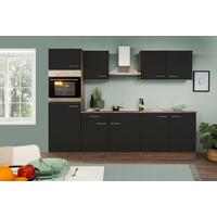Küchenzeile mit Geräte Schwarz /Eiche Dekor B: ca. 270 cm - Edelstahlfarben/Eichefarben, Design, Holzwerkstoff/Metall (270cm) - Respekta