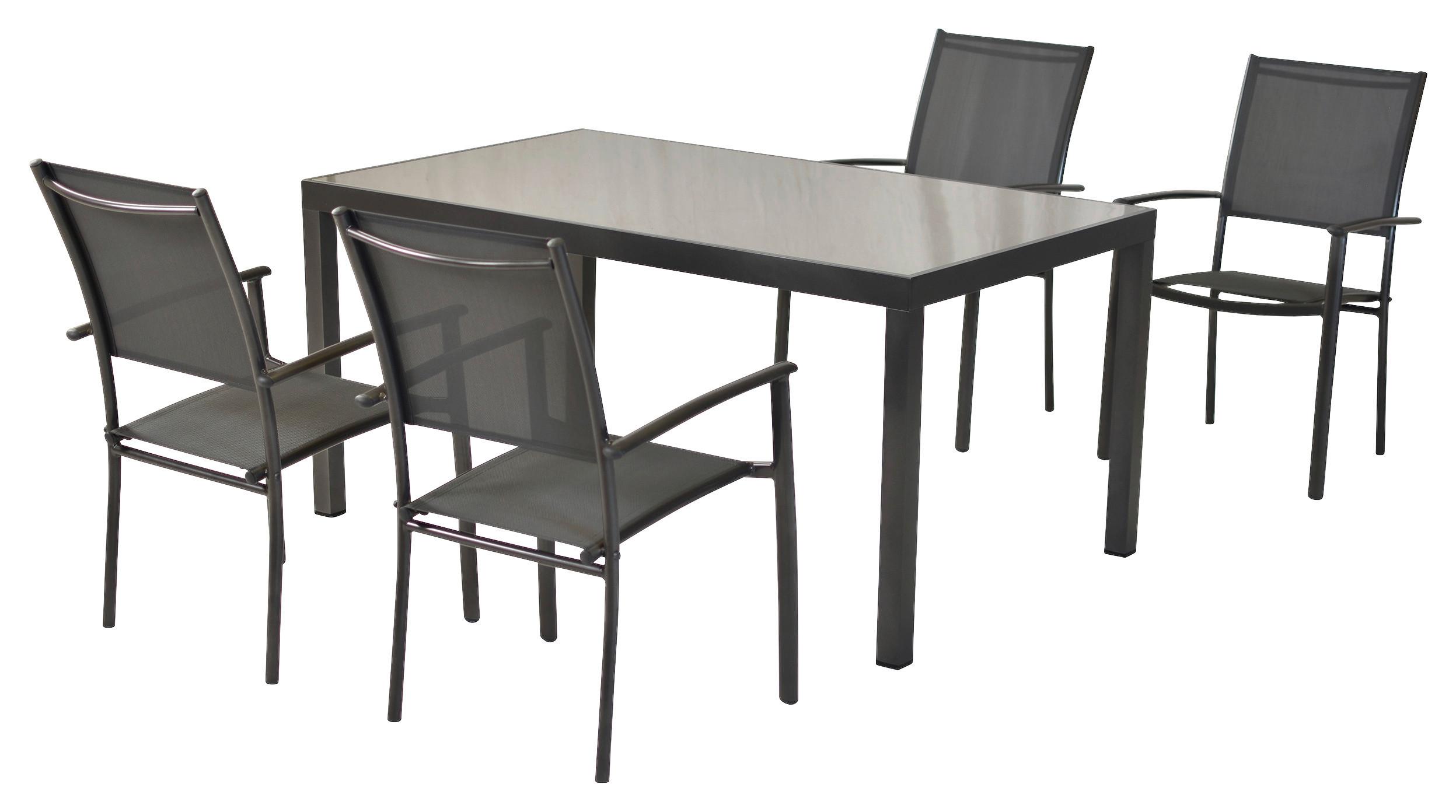 Vrtni Set Milano, 5-Delni - siva/barve grafita, Moderno, kovina/tekstil - Gardenson