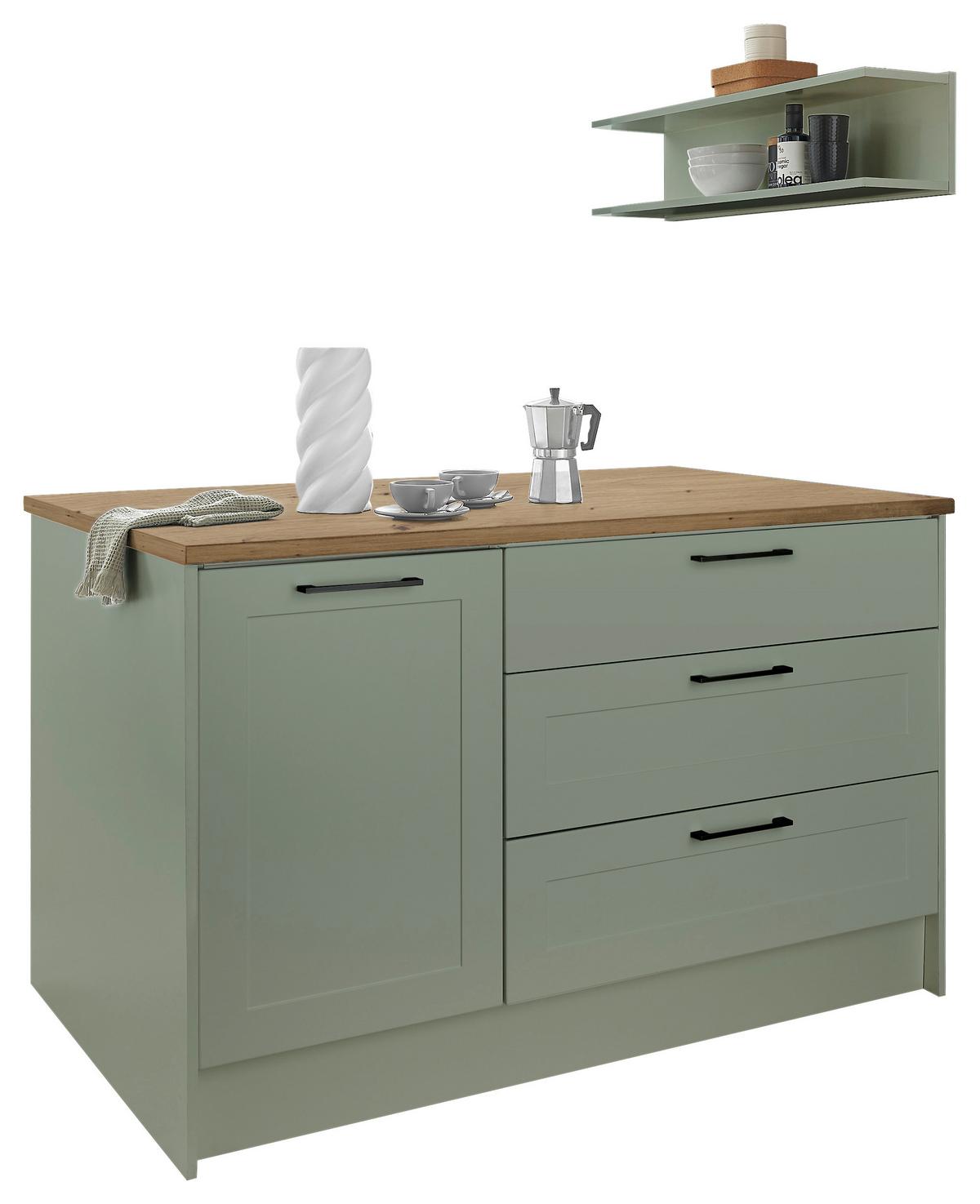 Konyhasziget Marseille I 145 Green2 - fekete/Artisan tölgy, Design, faalapú anyag/fém (145/90/90cm) - MID.YOU