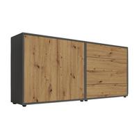 Sideboard Mailand Set 3 Anthrazit/Eiche Artisan - Anthrazit/Schwarz, MODERN, Holzwerkstoff/Kunststoff (158/73/33cm) - MID.YOU