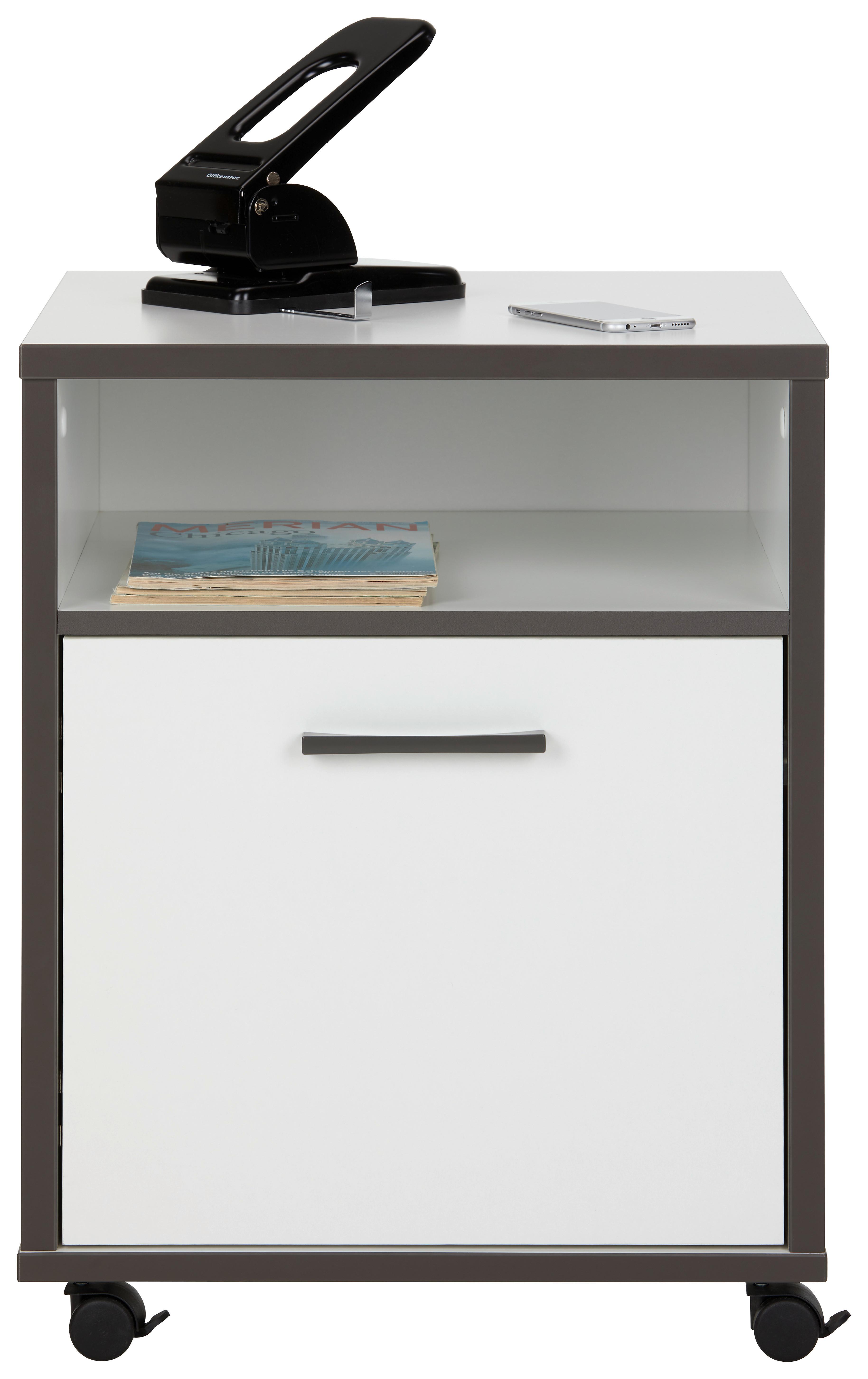 Rollcontainer in Grau/Weiß - Weiß/Grau, MODERN, Holzwerkstoff/Kunststoff (49,8/64,6/52,2cm) - Mömax