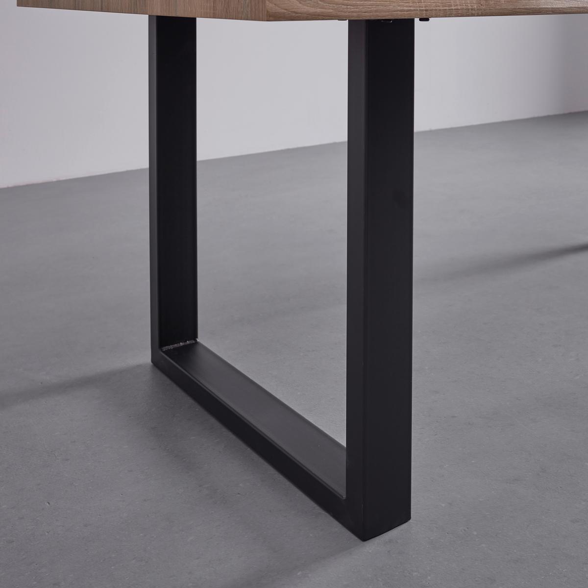 Esstisch Holz "Elicia", ca. 180x90 cm, Eiche - Eichefarben/Schwarz, Modern, Metall (180/76/90cm) - Bessagi Home