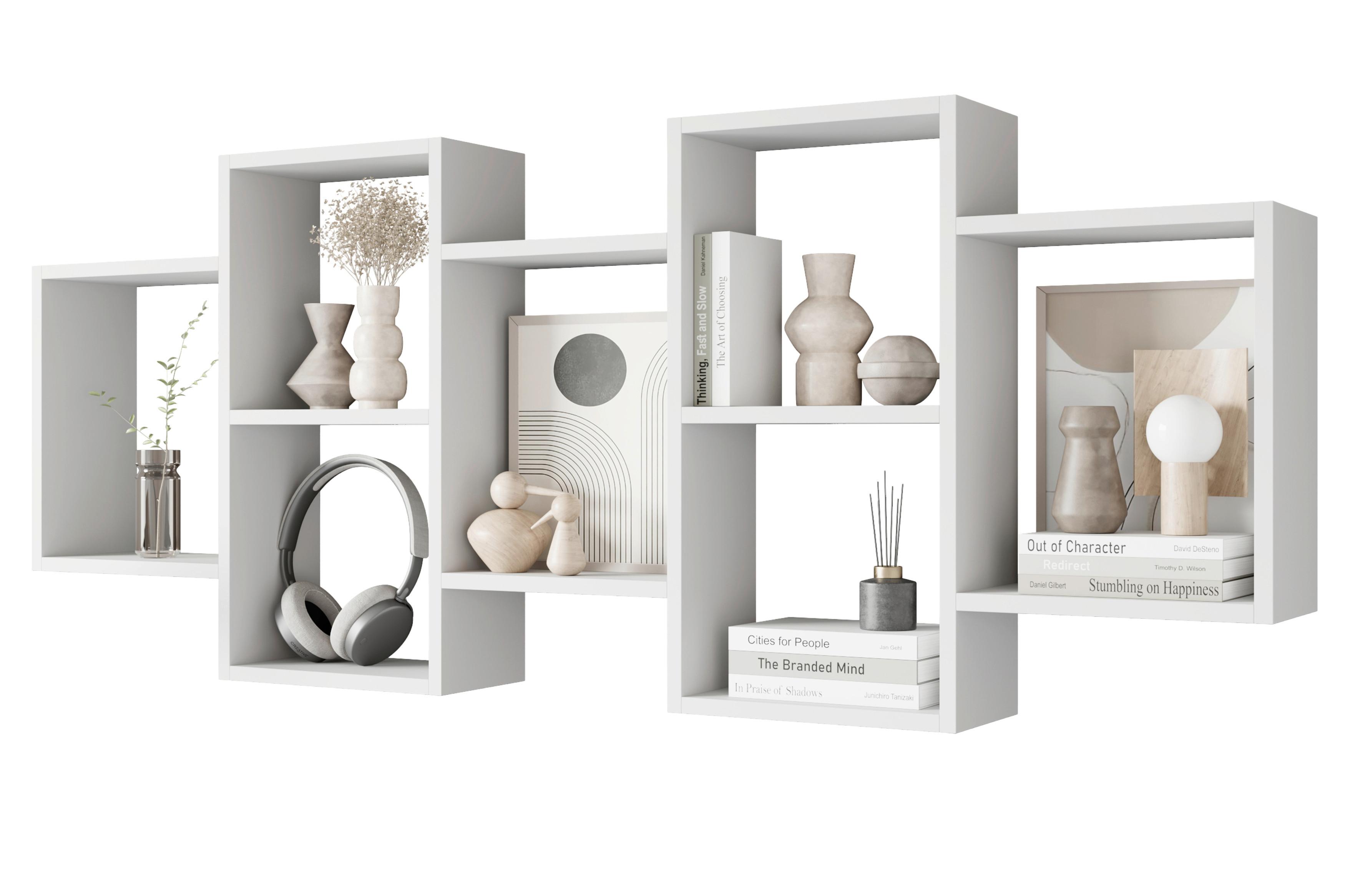 Stenski Regal Trio, Bela - bela, Basics, leseni material (160,8/65/18cm) - P & B