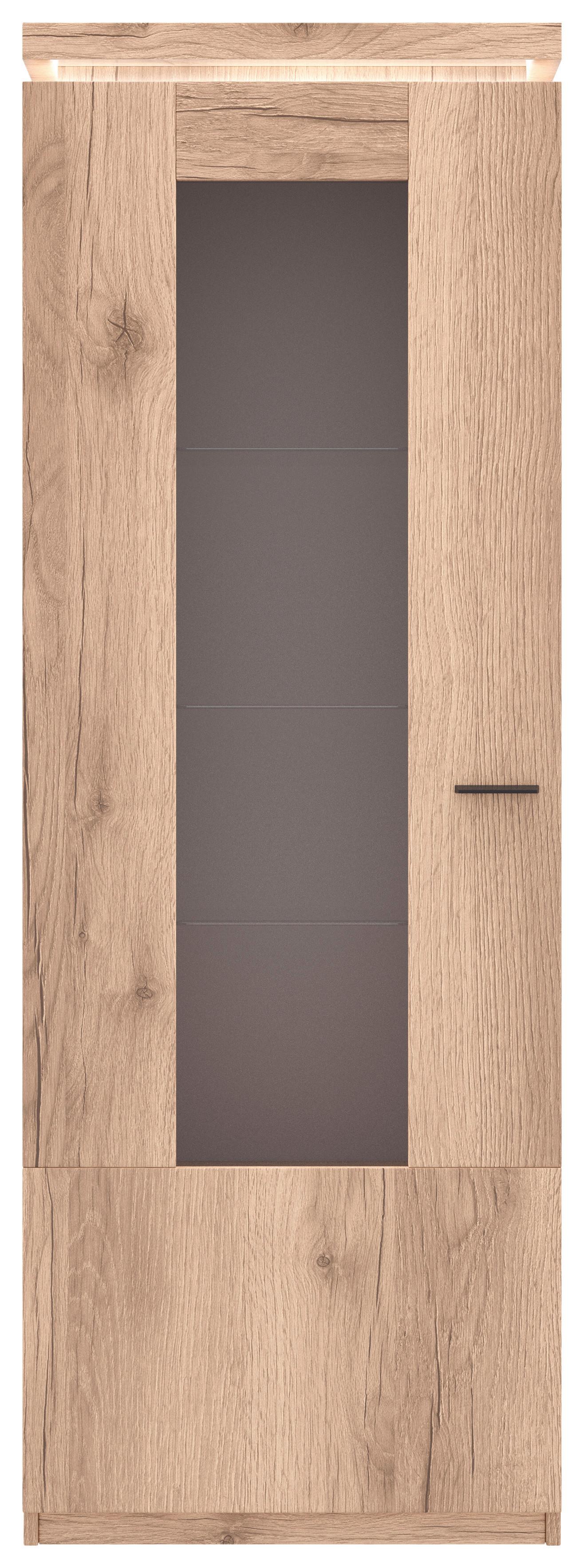Vitrina Vancouver, Z Osvetlitvijo - barve hrasta/antracit, Moderno, kovina/steklo (70/198/38cm) - Mömax