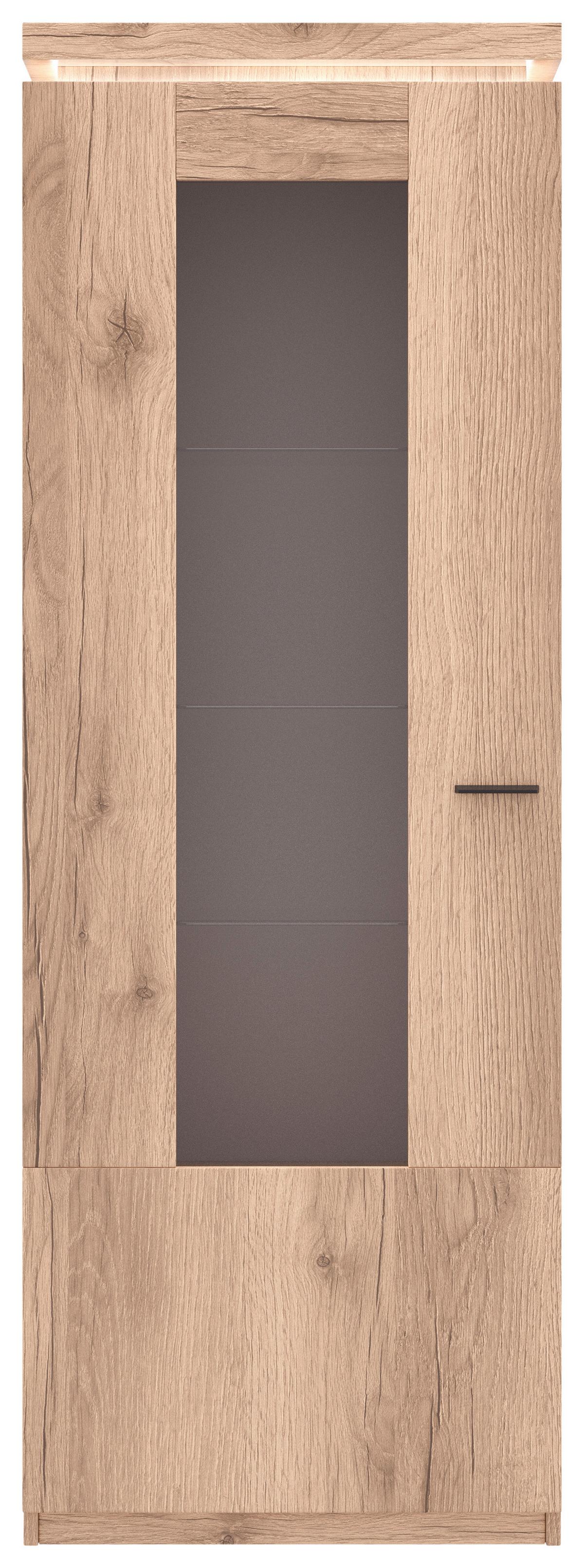 Vitrina Vancouver, Z Osvetlitvijo - barve hrasta/antracit, Moderno, kovina/steklo (70/198/38cm) - Mömax