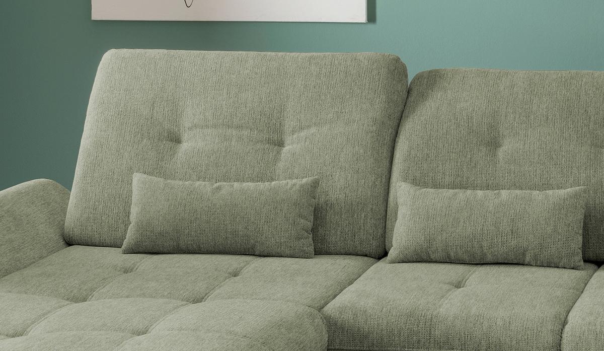 Wohnlandschaft Dalida Grün Chenille - Chromfarben/Grün, Design, Textil/Metall (195/376/254cm) - Livetastic