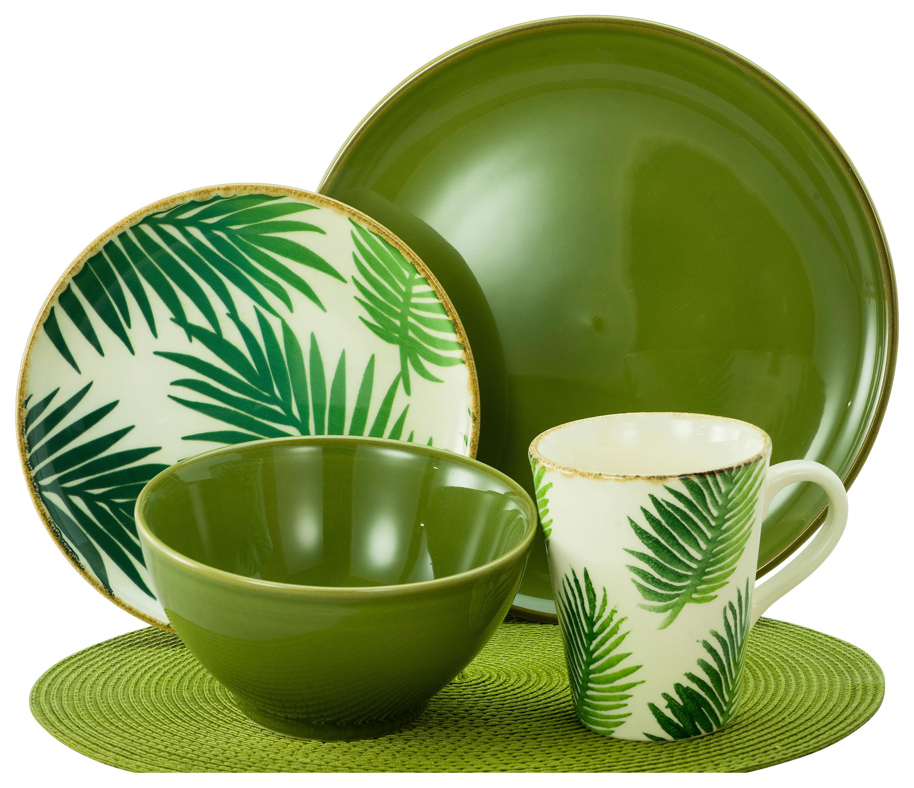 Kombiservice Ibiza Olivgrün/Weiss, 16-teilig - Keramik (43,5/26,5/40cm) - Creatable