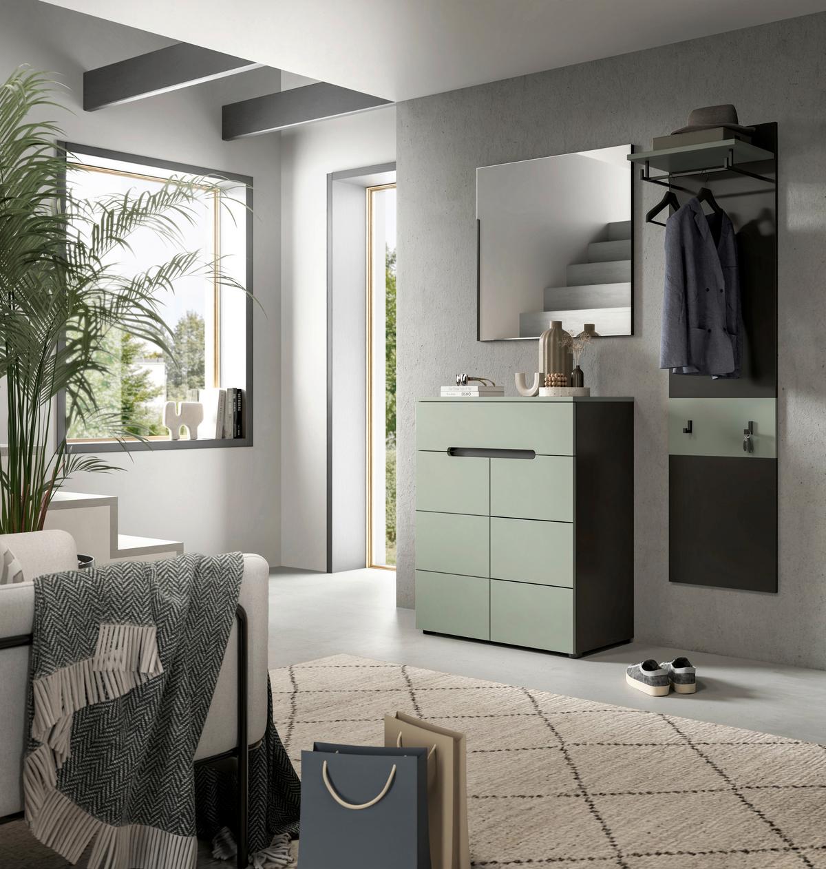 Predsoba Canu, Sivozelena, 3-Delna - Design, leseni material (140/190/37cm) - Livetastic