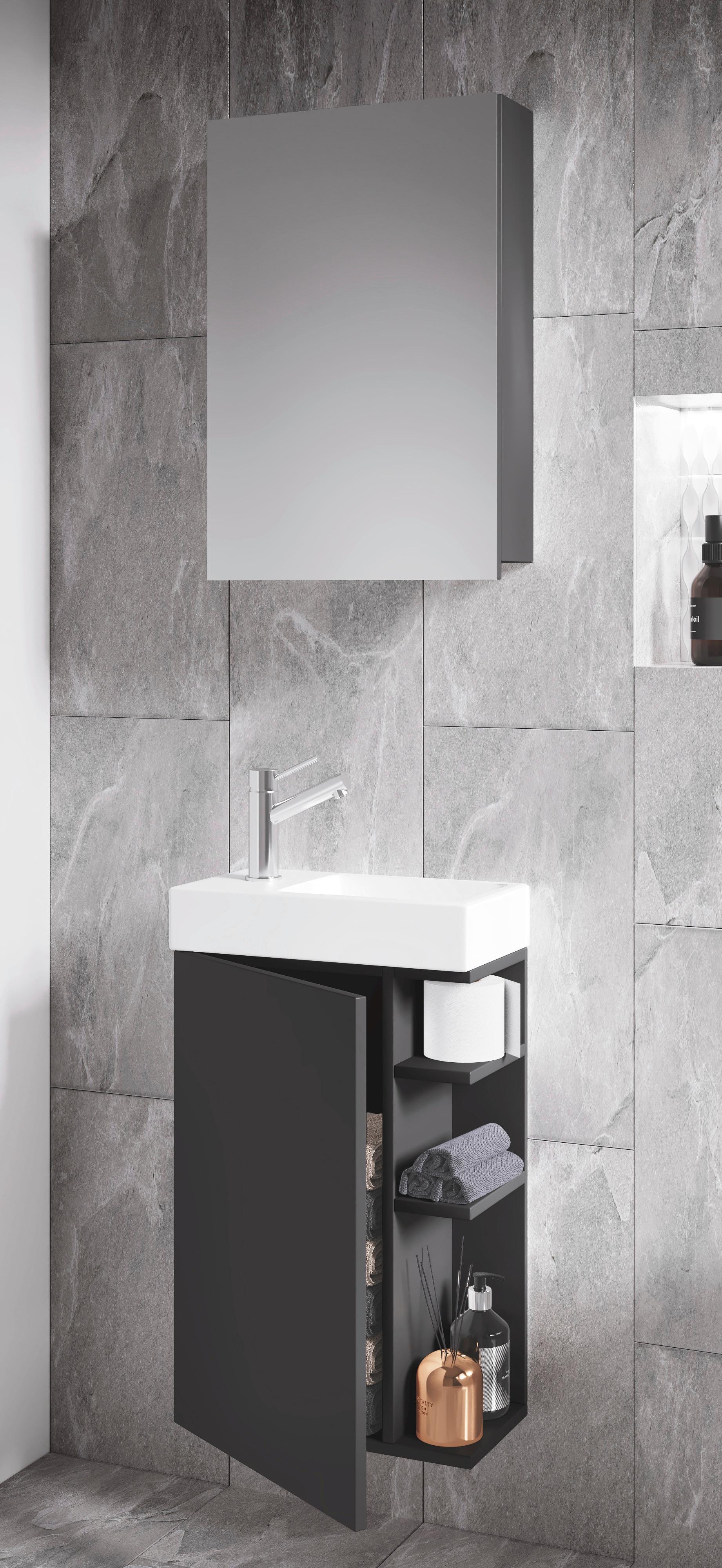 GÄSTEBAD LUMIA - Weiss/Anthrazit, Modern, Glas/Keramik (40cm) - MID.YOU