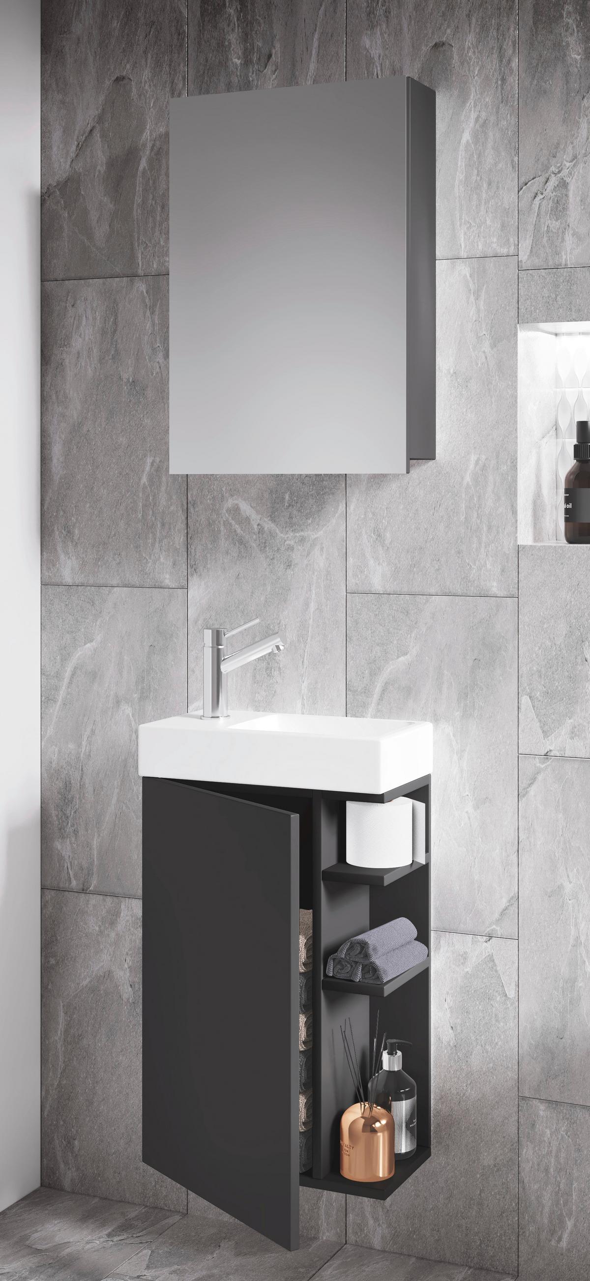 GÄSTEBAD LUMIA - Weiss/Anthrazit, Modern, Glas/Keramik (40cm) - MID.YOU