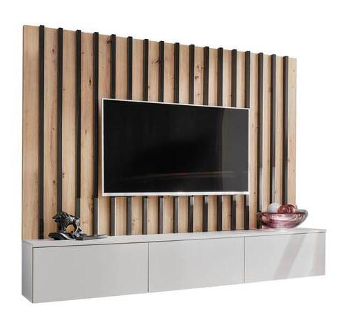 Regal Verti Ii - hrast Artisan/svijetlo siva, Moderno, drvni materijal/plastika (180/148/35cm) - Bessagi