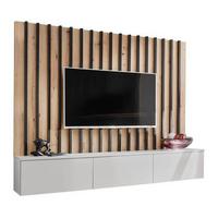 Wohnwand Verti II Hellgrau/Eiche Artisan - Hellgrau/Eiche Artisan, MODERN, Holzwerkstoff/Kunststoff (180/148/35cm) - Mömax