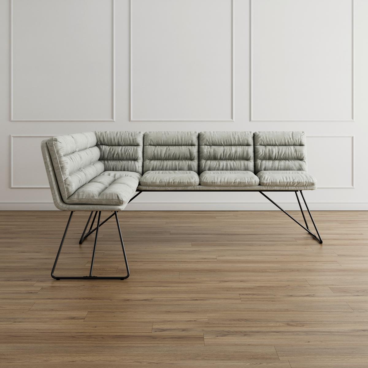 Kotna Klop Kona, Svetlo Siva - črna/svetlo siva, Moderno, kovina/tekstil (135/180cm) - Bessagi Home