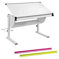 Schreibtisch Matts ca. 118x73 cm Weiß/Pink/Grün - Pink/Weiß, MODERN, Holzwerkstoff/Metall (118/73/63cm) - MID.YOU