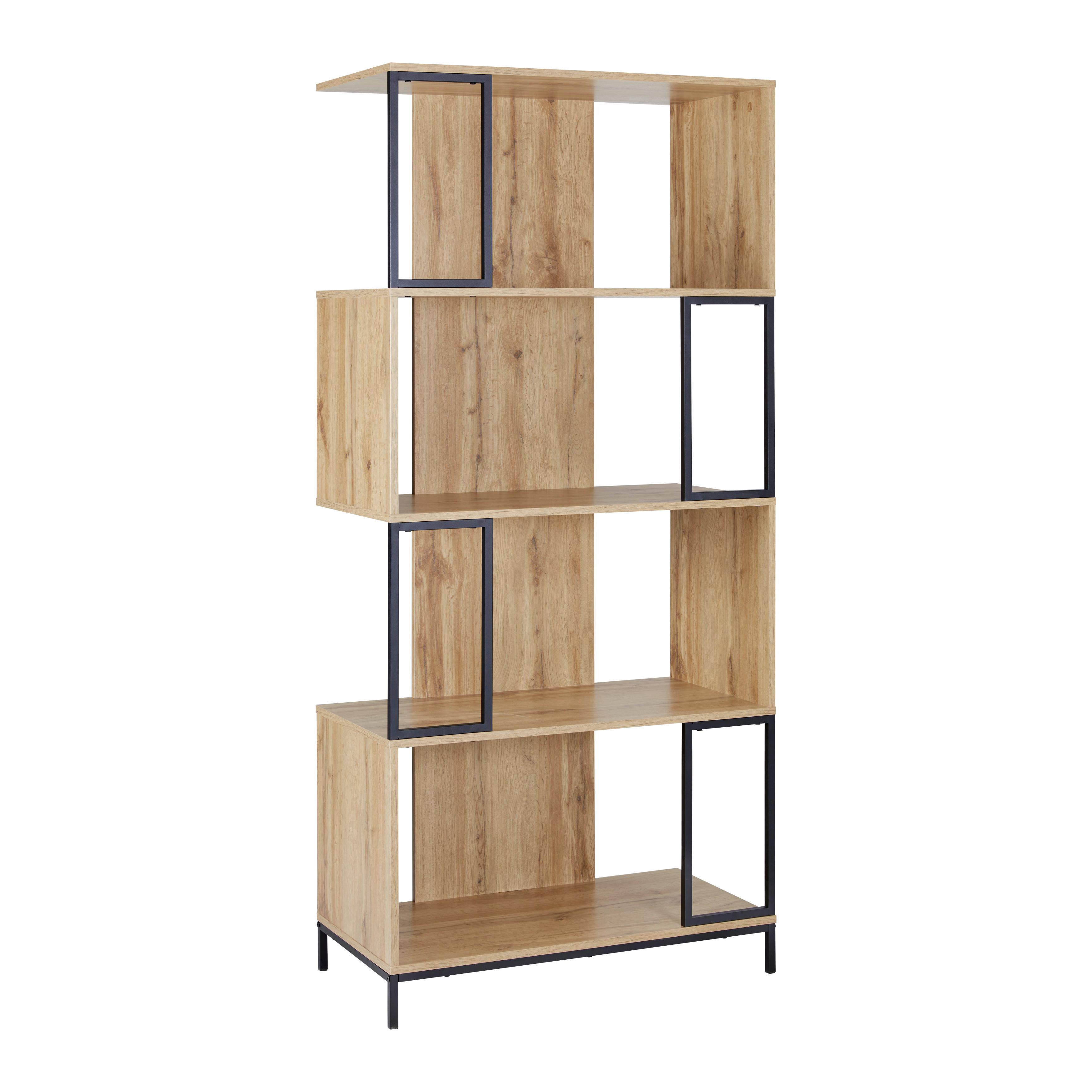 FRISTÅENDE HYLLA GENY - svart/ekfärgad, Modern, metall (80/178/40cm) - Bessagi Home