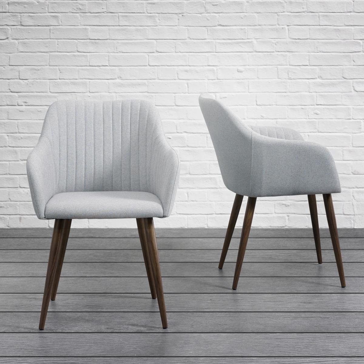 KRZESŁO Z PODŁOKIETNIKAMI NICOLA - jasnoszary/ciemnobrązowy, Modern, metal/drewno (58/82,5/62cm) - Bessagi Home