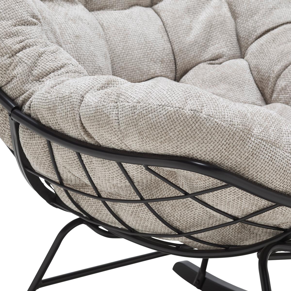 Schaukelstuhl Cloud Creme/Schwarz ca. 96x88x103cm - Creme/Schwarz, MODERN, Holz/Textil (96/88/103cm) - Mömax