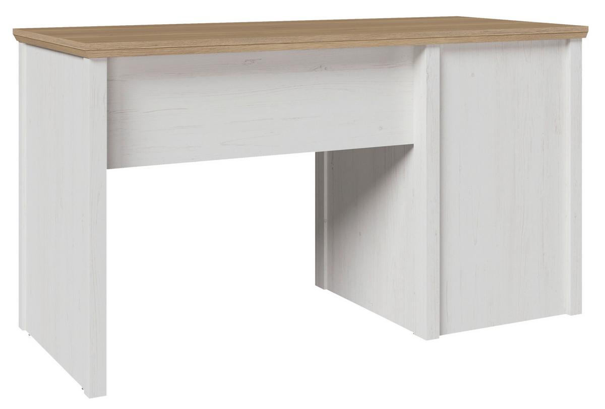 Schreibtisch Korsika Eiche-/Kieferfarben - Eichefarben/Schwarz, ROMANTIK / LANDHAUS, Holzwerkstoff/Metall (136/60/76cm) - Mömax