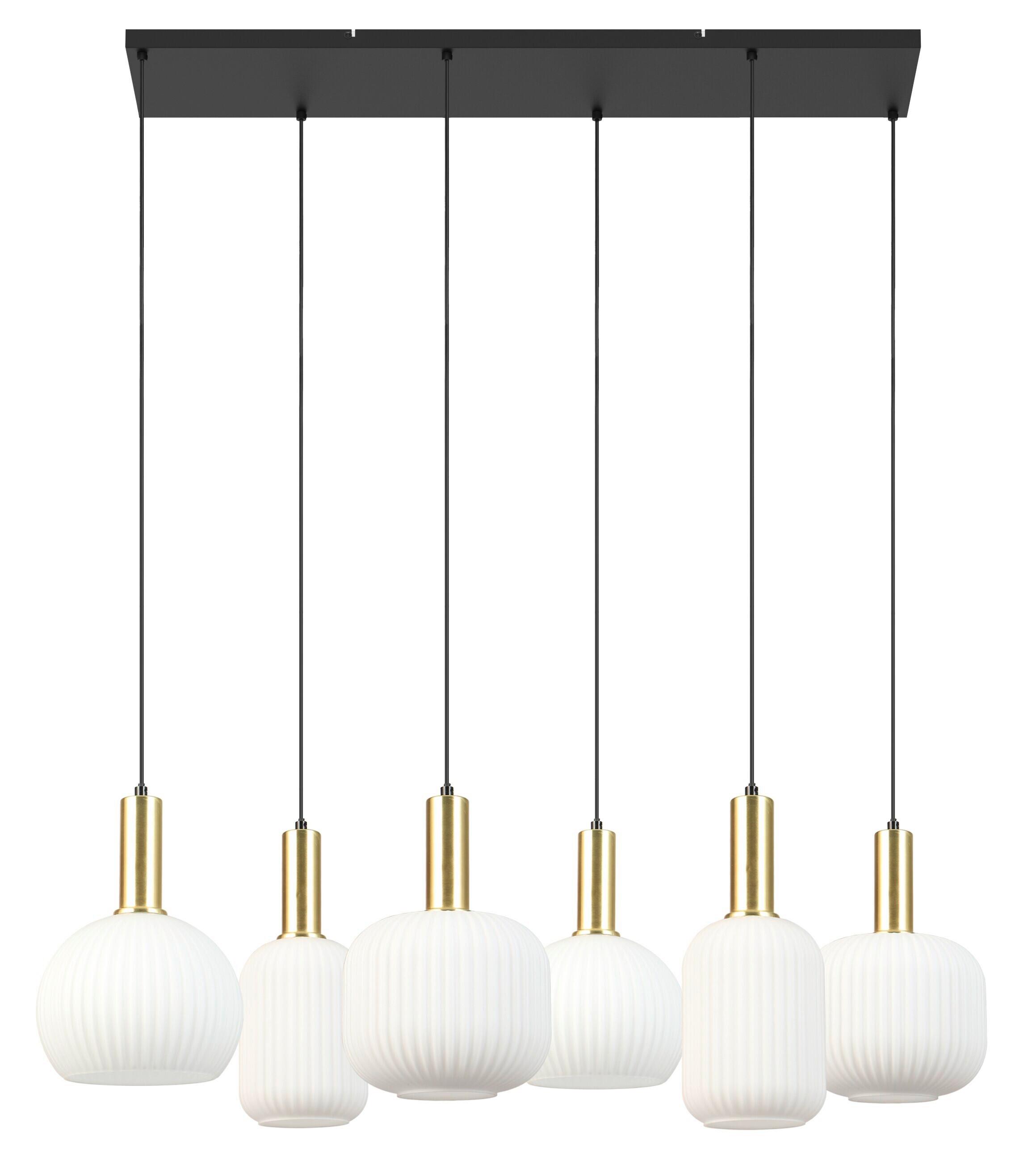 Hängeleuchte Scher Weiß/Goldfarben max. 25 Watt - Schwarz/Weiß, MODERN, Glas/Metall (95/39/120cm)